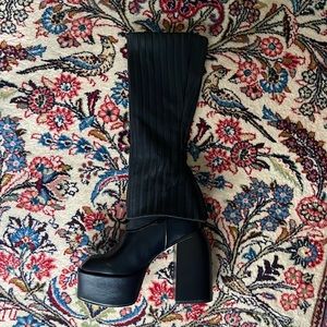 Brand new EGO platform LAYLA boots. Elastic knee high sock.